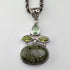 Vintage green serpentine and sterling silver pendant with sterling silver necklace